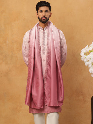 Embroidered Silk Blend Kurta with Dupatta