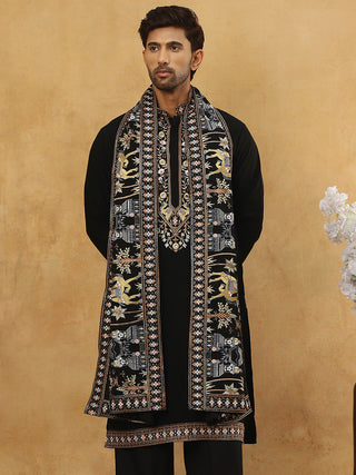 Embroidered Cotton Blend Kurta & Dupatta Set