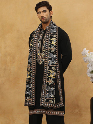 Embroidered Cotton Blend Kurta & Dupatta Set