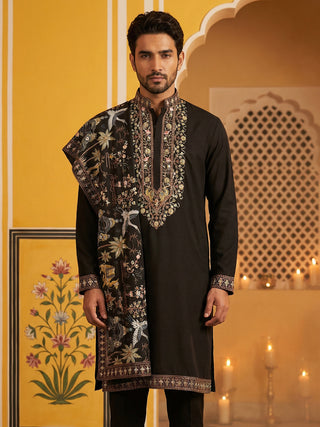 Embroidered Cotton Blend Kurta & Dupatta