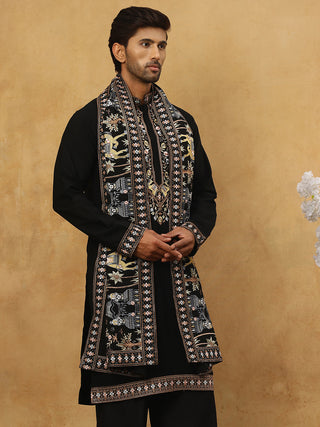 Embroidered Cotton Blend Kurta & Dupatta Set