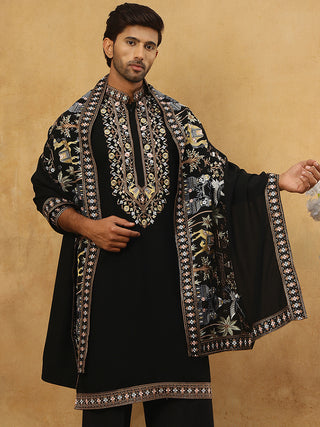 Embroidered Cotton Blend Kurta & Dupatta Set