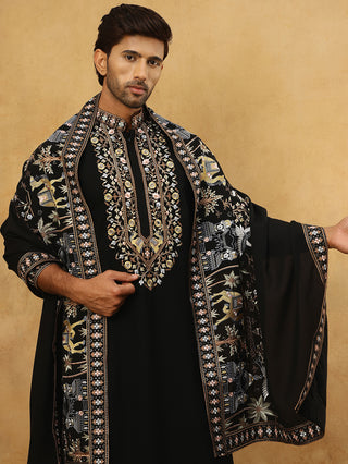 Embroidered Cotton Blend Kurta & Dupatta Set