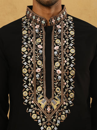 Embroidered Cotton Blend Kurta & Dupatta Set