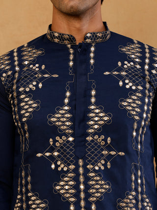 Cotton Blend Embroidered Kurta & Dupatta