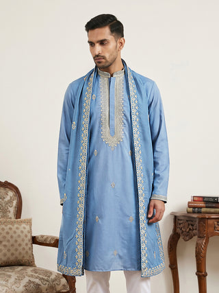 Men’s Traditional Thread Embroidered Kurta & Dupatta
