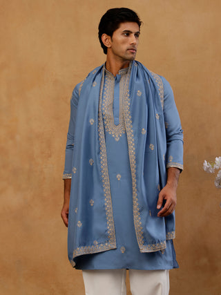 Men’s Festive Embroidered Kurta & Dupatta