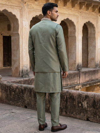 Men’s Kurta Pyjama with Embroidered Waistcoat