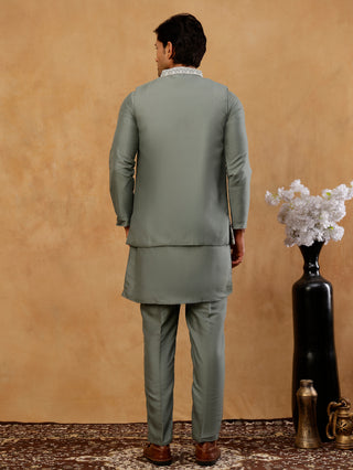 Men's Kurta Pyjama with Embroidered Waistcoat