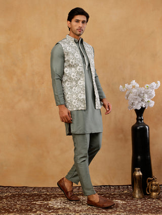 Men's Kurta Pyjama with Embroidered Waistcoat