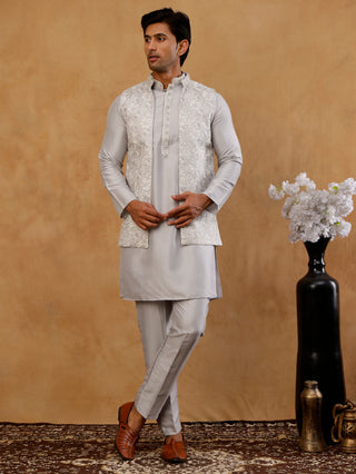 Men's Kurta Pyjama with Embroidered Waistcoat