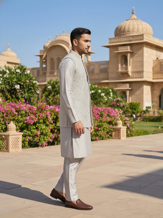 Men’s Kurta Pyjama with Embroidered Waistcoat