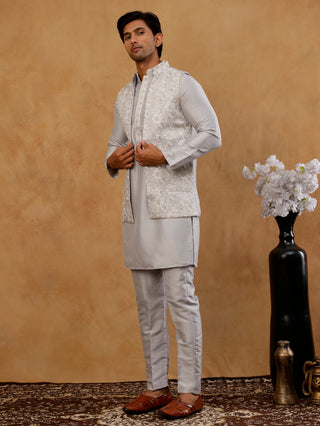 Men's Kurta Pyjama with Embroidered Waistcoat