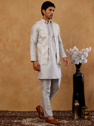 Men's Kurta Pyjama with Embroidered Waistcoat