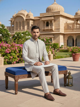 Men’s Kurta Pyjama with Embroidered Waistcoat