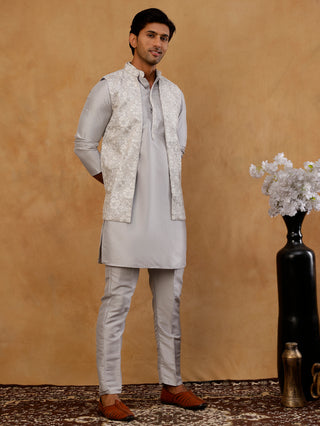 Men's Kurta Pyjama with Embroidered Waistcoat