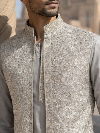 Men’s Kurta Pyjama with Embroidered Waistcoat