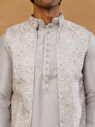 Men's Kurta Pyjama with Embroidered Waistcoat
