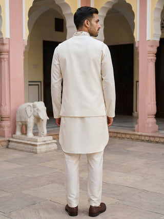 Cotton Blend Kurta Set with Designer Waistcoat
