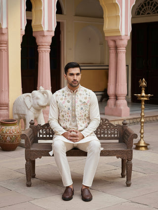 Cotton Blend Kurta Set with Designer Waistcoat