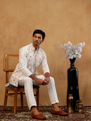 Cotton Blend Kurta Set with Designer Waistcoat