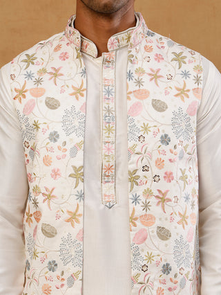 Cotton Blend Kurta Set with Designer Waistcoat