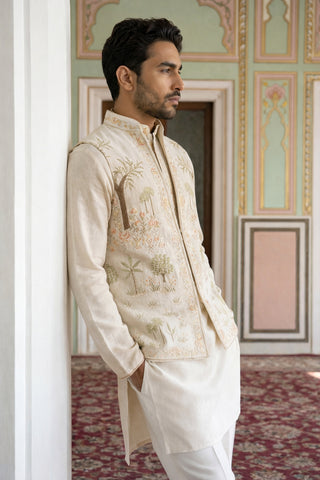 Cotton Kurta with Pyjama & Waistcoat