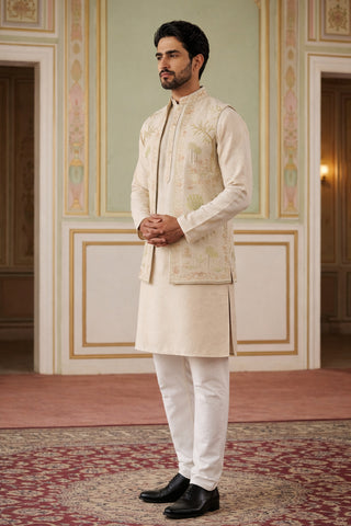 Cotton Kurta with Pyjama & Waistcoat