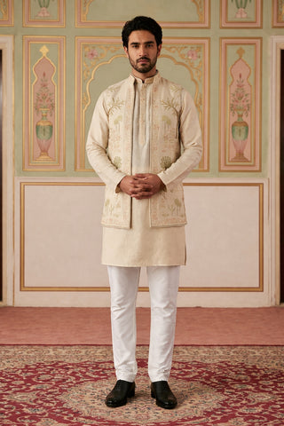Cotton Kurta with Pyjama & Waistcoat