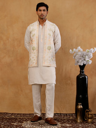 Cotton Kurta with Pyjama & Waistcoat