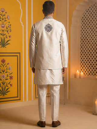 Ethnic Embroidered Waistcoat with Kurta Set