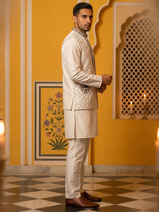 Ethnic Embroidered Waistcoat with Kurta Set