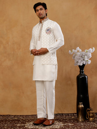 Ethnic Embroidered Waistcoat with Kurta Set