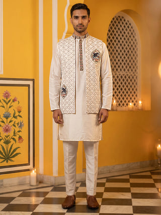 Ethnic Embroidered Waistcoat with Kurta Set