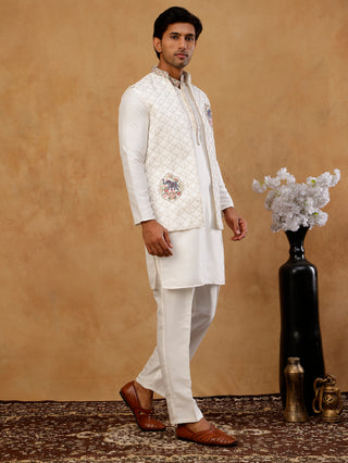 Ethnic Embroidered Waistcoat with Kurta Set