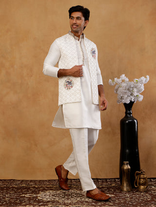 Ethnic Embroidered Waistcoat with Kurta Set