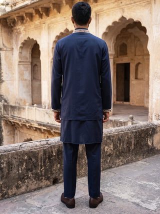 Japanese Fabric Embroidered Kurta & Waistcoat Set