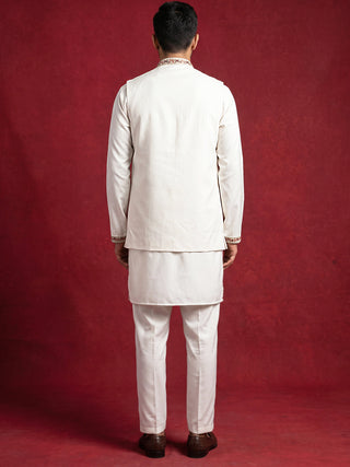 Japanese Fabric Embroidered Kurta & Waistcoat Set