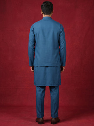 Japanese Fabric Embroidered Kurta & Waistcoat Set