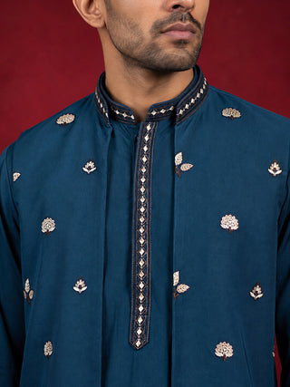 Japanese Fabric Embroidered Kurta & Waistcoat Set