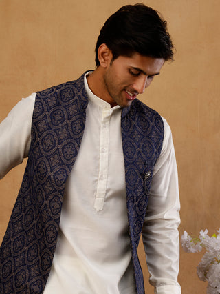 Jacquard Woven Silk Blend Waistcoat with Kurta Set