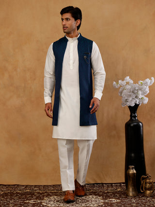 Jacquard Woven Silk Blend Waistcoat with Kurta Set