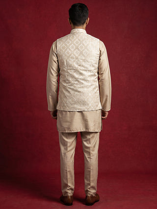 Men Woven Nehru Jacket With Kurta Set