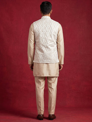 Men Woven Nehru Jacket With Kurta Set