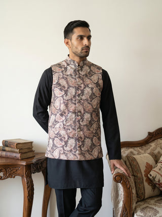 Men Embroidered Ethnic Nehru Jacket with Kurta & Pyjama Set