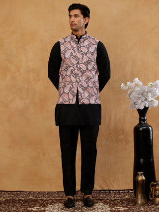 Men Embroidered Ethnic Nehru Jacket with Kurta & Pyjama Set