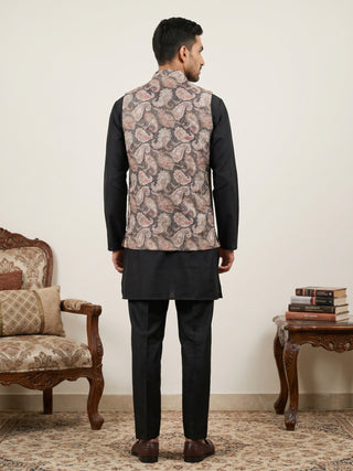 Men Embroidered Ethnic Nehru Jacket with Kurta & Pyjama Set