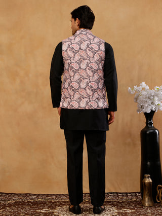 Men Embroidered Ethnic Nehru Jacket with Kurta & Pyjama Set