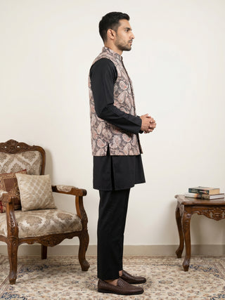 Men Embroidered Ethnic Nehru Jacket with Kurta & Pyjama Set