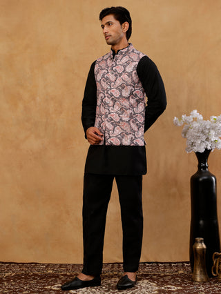 Men Embroidered Ethnic Nehru Jacket with Kurta & Pyjama Set